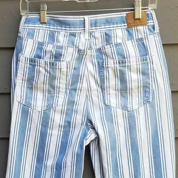 American Eagle Blue White Stripe Mom Jeans size 4 Long - Picture 5 of 12